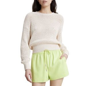 A.L.C. Laney Open Knit Cotton Blend Pullover Sweater Medium Ivory Cream